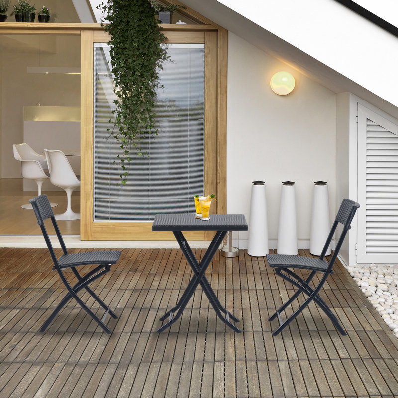 2 - Person Wicker Patio Dining Set Square Table