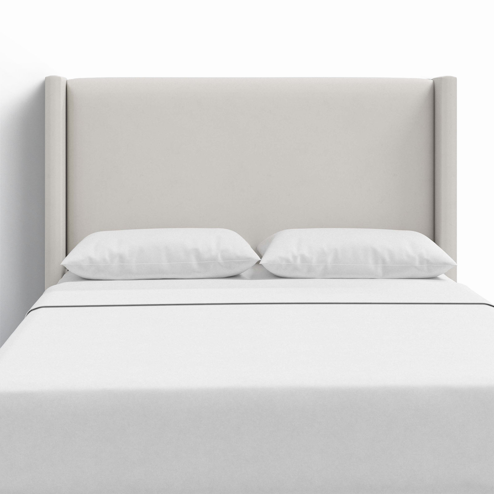 Hanson Pine Headboard, King, Bella Light Gray Performance Velvet