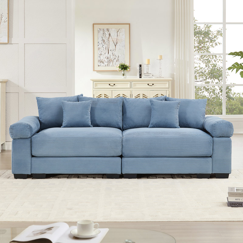 Coussin modulaire surdimensionné 82,6 po Cloud, Velours côtelé bleu