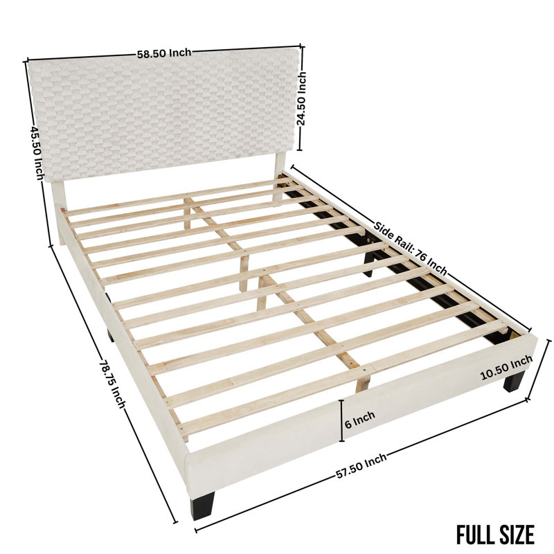Lit plateforme tapissier Findlay Plush 3D colombe blanche, Double