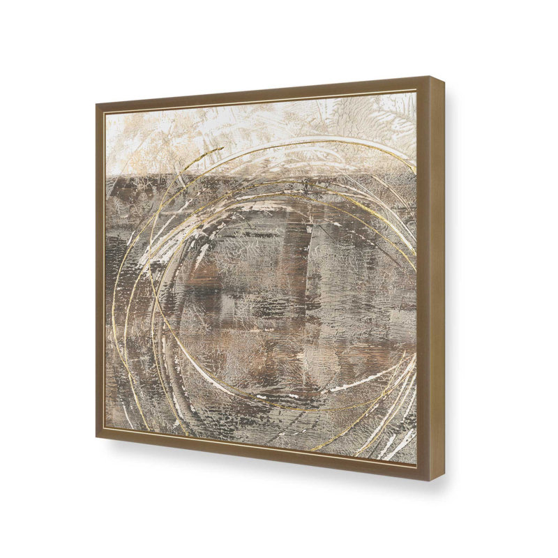 Cercles de lumière I, H 17,75 po x l 17,75 po, Cadre ouvert à coins ouverts, or brossé