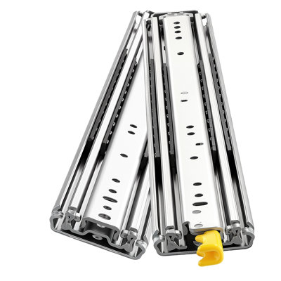 Heavy-Duty Drawer Slides, 26 inch 500 lbs with Lock Side Mount Rails, 3-Fold Full Extension Ball Bearing Rails, 1 Pair, Kitchen, Workbench, RV, Carbon Steel, Featuring Screws & Nuts