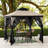 Sunjoy 9 ft. x 9 ft. Gazebo with 2-Tier Canopy Roof, Steel Frame Soft top Gazebo with Ceiling Hook and Mosquito Netting-112473393