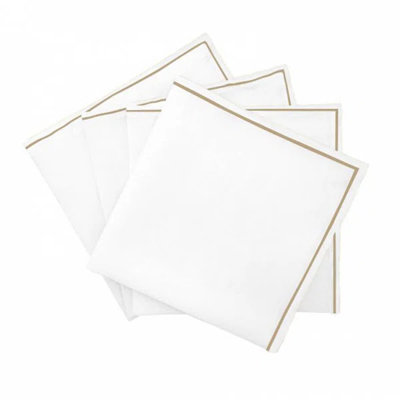 Single Embroidery Border Cotton Napkins (Set Of 4)