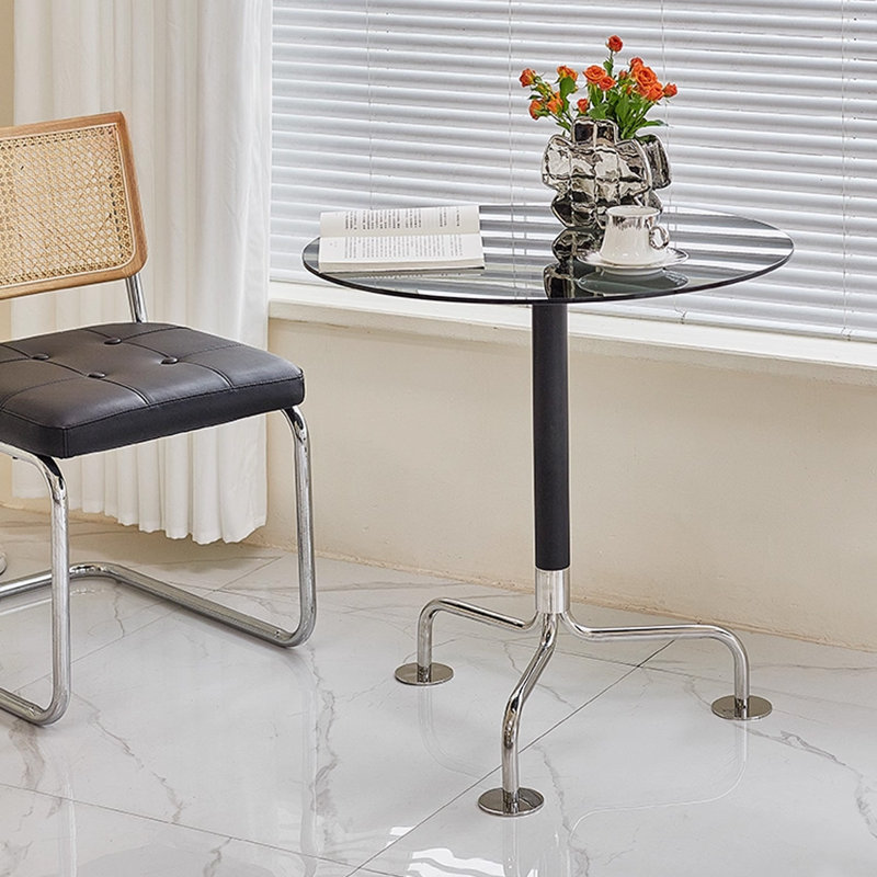 Black Round Glass Dining table