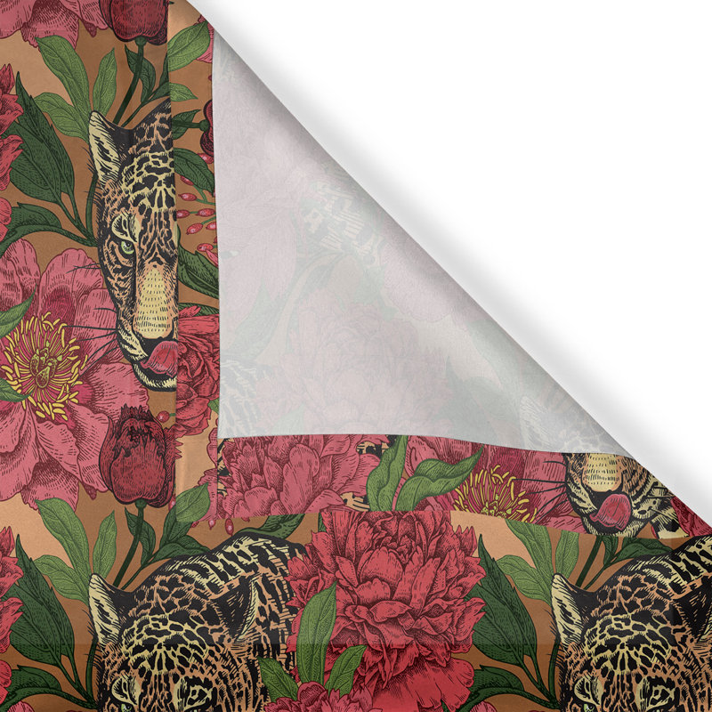 Dakota Fields Animals Grommet Curtain Tropical Leopard Floral Art 50" x 63" Pale Mustard and Pale Pink, 50" W x 84" L