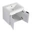 Meuble-lavabo de 24 po avec lavabo en résine, 2 portes à fermeture douce, fixation flottante, blanc brillant, charnières de fermeture murales élégantes, conception de fixation,