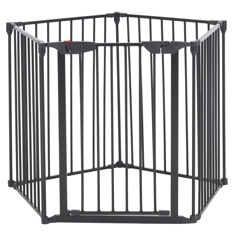 Aashrita 5 Panel Steel Fireplace Screen, Black