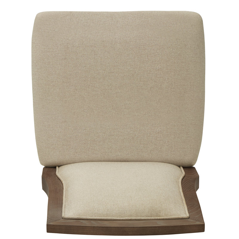 Chaise de salle à manger d'appoint rembourrée en bois massif de couleur beige Donnington, Châtaignier