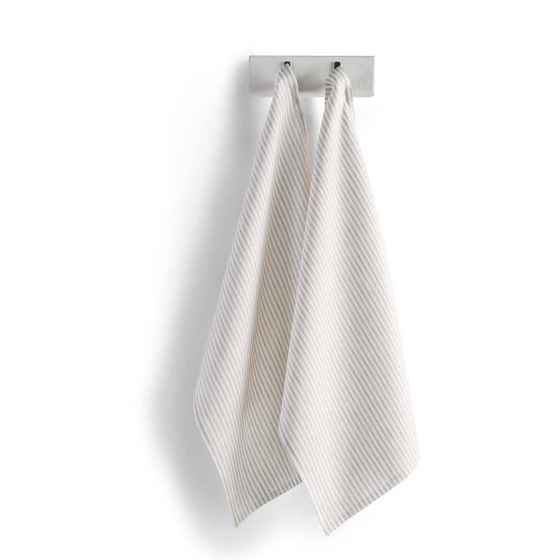 Narrow Striped Linen Kitchen Towel, Natural and White