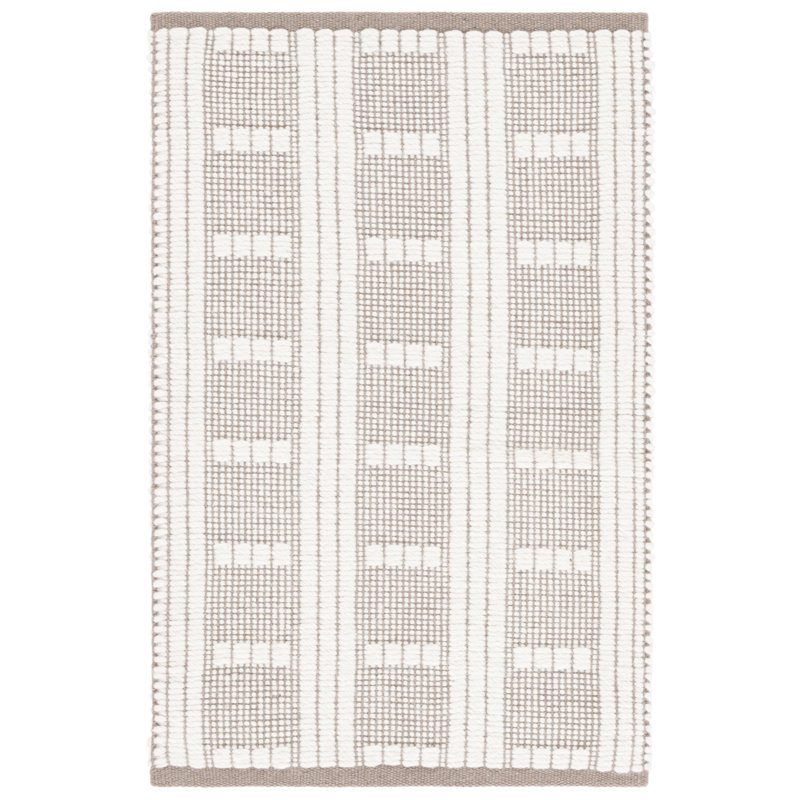 Vermont 951 Flatweave Wool/Cotton Geometric Rug in Brown/Ivory, Rectangle 3' x 5'