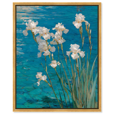 "Turquoise Ripples", impression sur toile par Art Remedy, cadre noir, 16 x 20