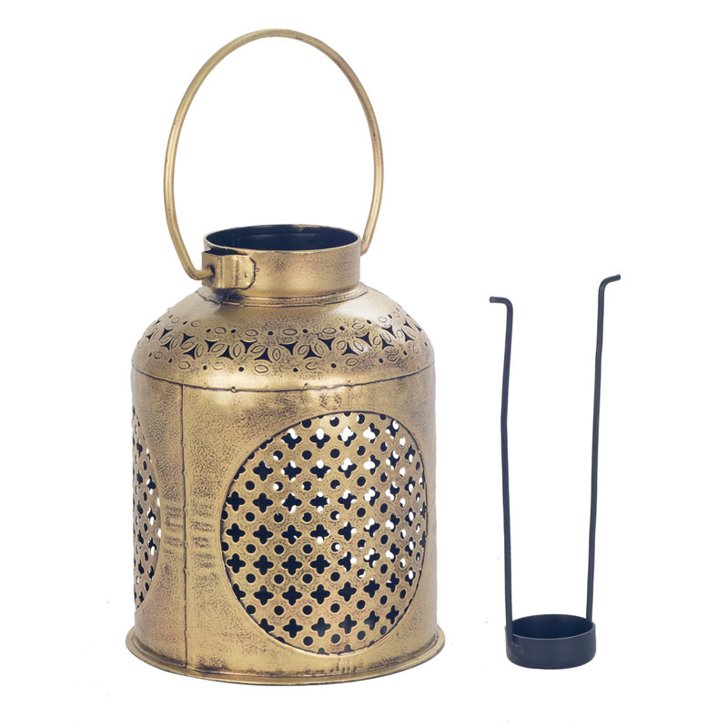 Tin Tabletop Lantern, H21 x W15 x D15 cm