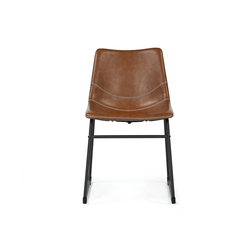 Ray Set of 4 PU Leather Dining Chairs, Brown