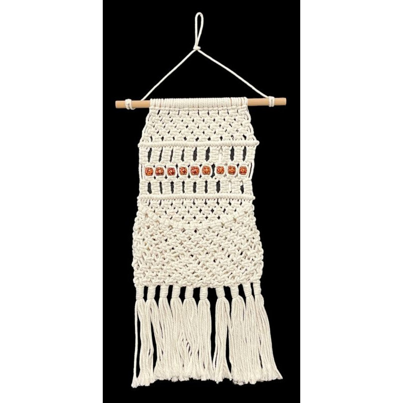 Macrame With Fringes And Beads Wall Decor