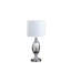 Lampe de table urne chromée argentée 25 pouces Ambros - Lampe de chevet moderne avec abat-jour en lin de coton blanc pour le salon de la chambre à coucher