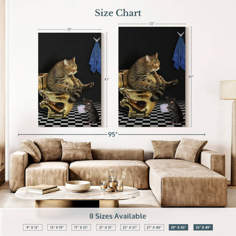Ketti Cat And Rat Toilet Time, 51" H x 34" W