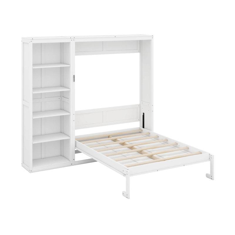 Lit escamotable escamotable avec tablettes, lit escamotable facile à installer, Blanc