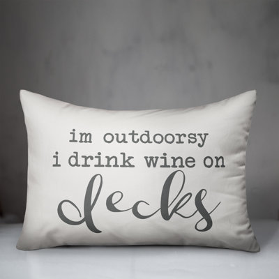 Textual Outdoor Reversible Throw Pillow