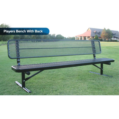 Banc d'extérieur portatif en métal robuste avec revêtement en plastique et résistant aux intempéries de 10 pieds avec dossier | Idéal pour les complexes sportifs, les parcs et les écoles - Brun clair avec dossier