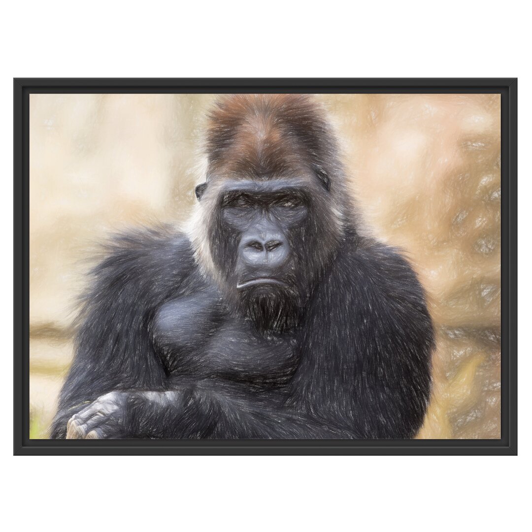 Gelangweilter Gorilla Gerahmter Fotodruck