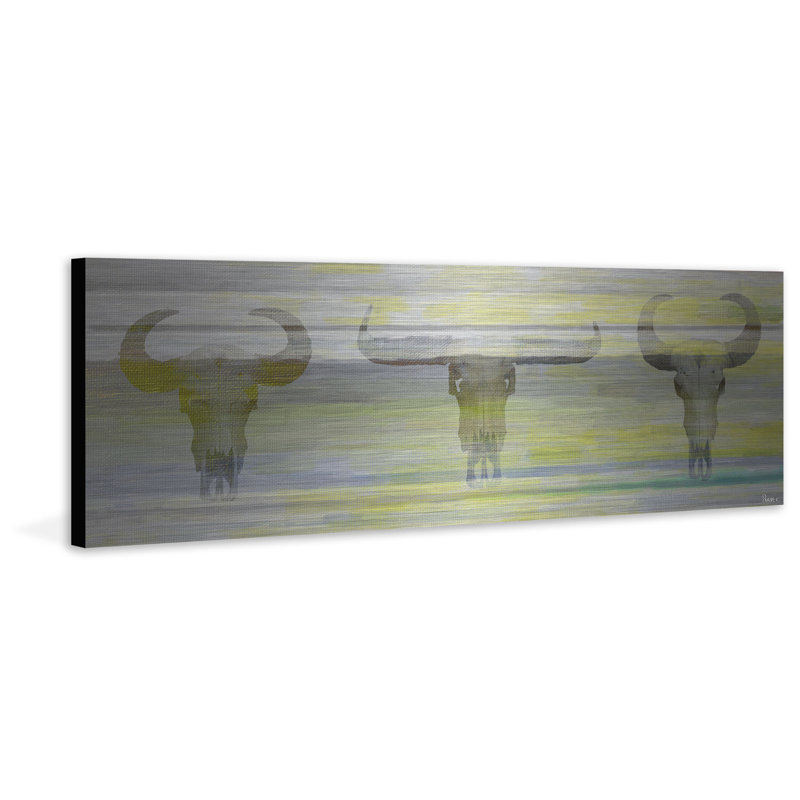 « trois crânes », impression sur aluminium brossé, H 20 po x l 60 po