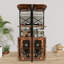 Armoire de bar de 68,7 po de hauteur avec rangement pour le vin, étagère de coin à 5 niveaux avec porte-verre-1902819836