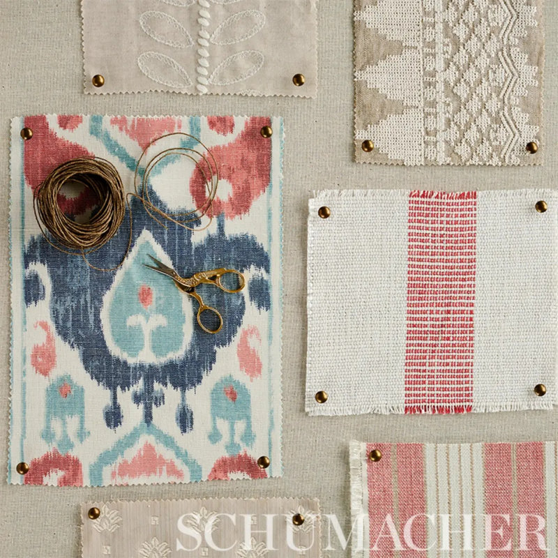 Elizia Ikat Fabric, Rose/Indigo