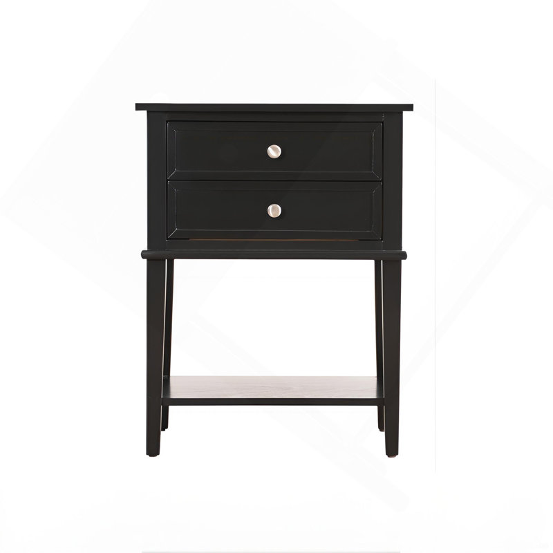 Sleek Black Minimalist Nightstand, Black