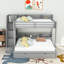 Lit superposé simple au-dessus d'un lit double en bois avec lit gigogne, escalier et port USB et éclairage DEL-690150330