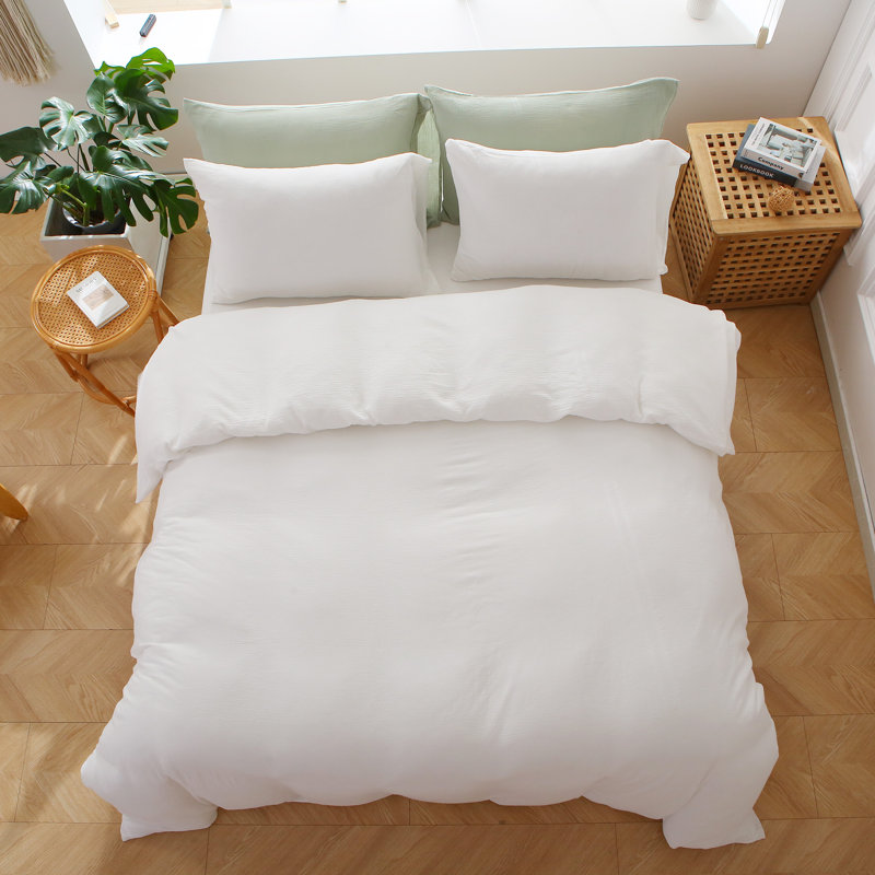 Solayne Muslin Duvet Cover Set 100% Cotton Double-Layer Linen Like Gauze Comforter Cover 3 Pieces Breathable & Lightweight For All Season