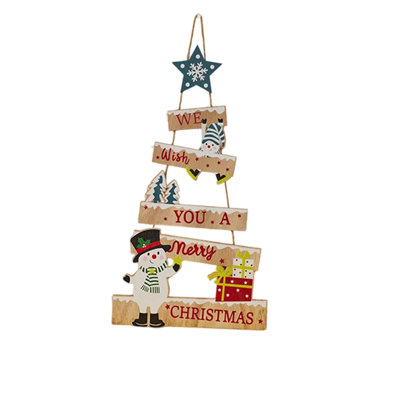 Christmas Wooden Hanging Ornament Elder Snowman For Door Or Wall Hanging  Festive Ambience Decoration