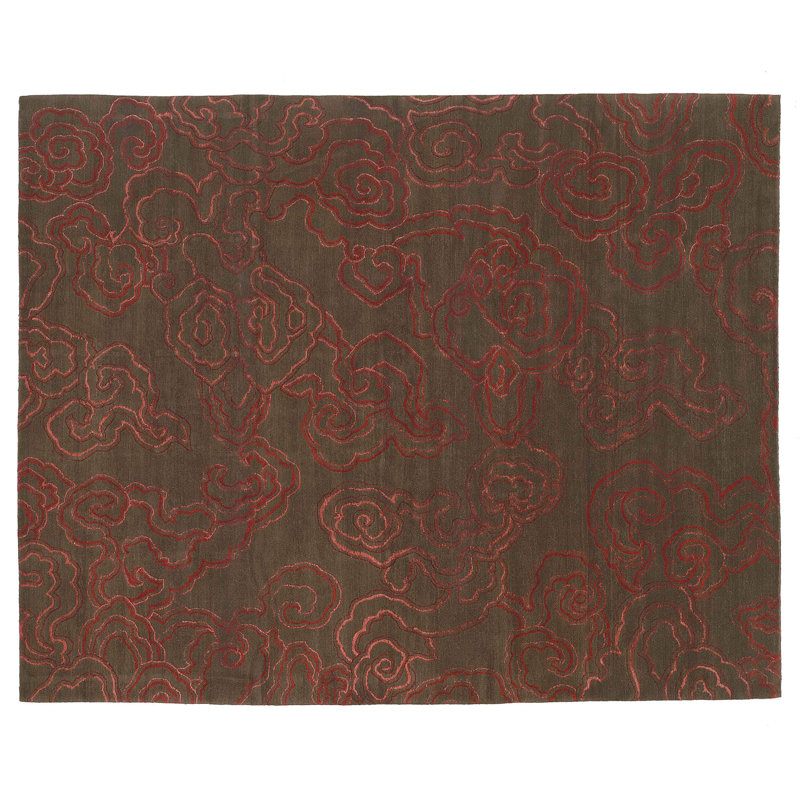 Cloud Nine Abstract Area Rug in Brown/Red, Rectangle 8' x 10'