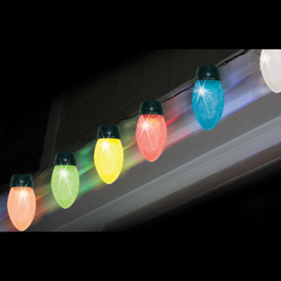 10 lumières de Noël multicolores à DEL C9 multicolores - fil vert 9 pi