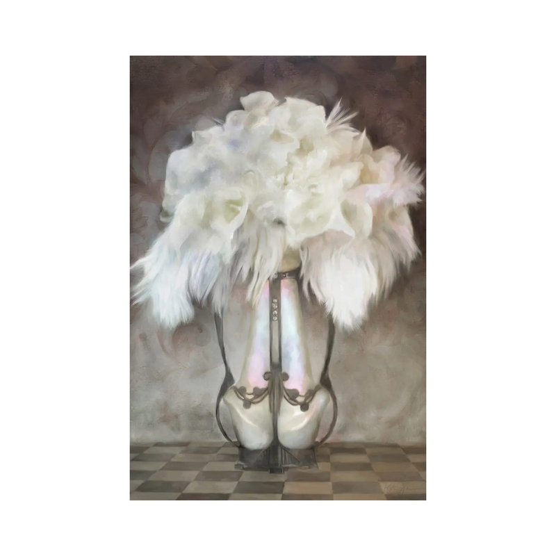 White Feather Deco Bouquet by Katrina Jones - Wrapped Canvas Painting, 20.32 cm H x 30.48 cm W