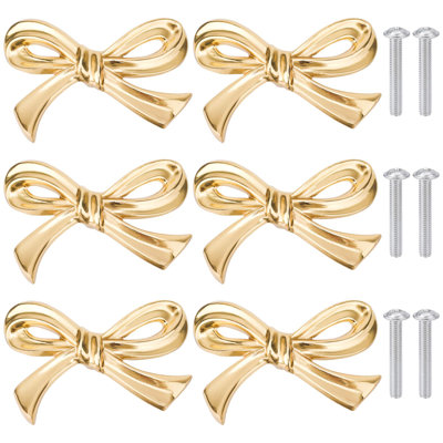 6Pcs Boutons d'armoire en forme d'arc, poignées de porte en laiton à arc Poignées de tiroir en or rétro