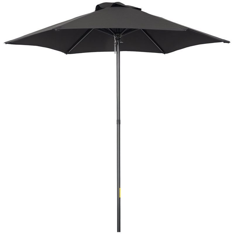 Parasol d'extérieur 6,6 pi avec parasol 6,6 pi, Noir, noir, noir, noir
