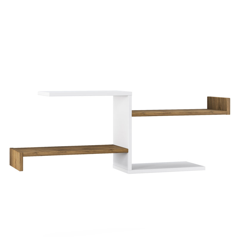 Tablette murale Derosso, Blanc/noyer