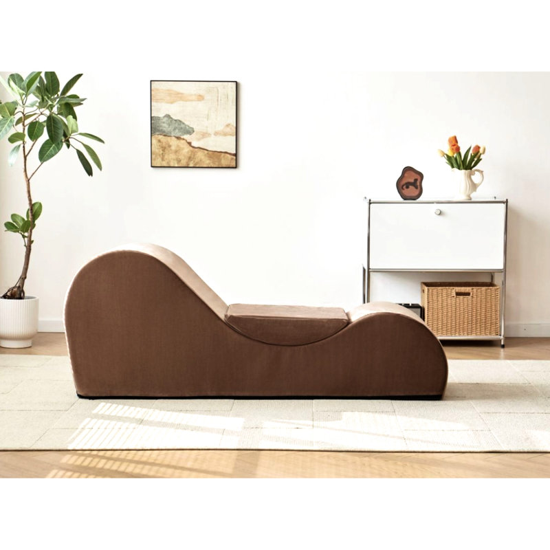 Chaise longue en brun - forme ergonomique, noyau en mousse haute, housse amovible lavable en mousse ferme, ergonomique, machine