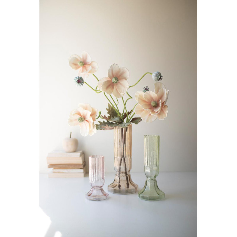  Vases en verre cannelé - Ensemble de 3 vases décoratifs multicolores de 11,75 po de hauteur