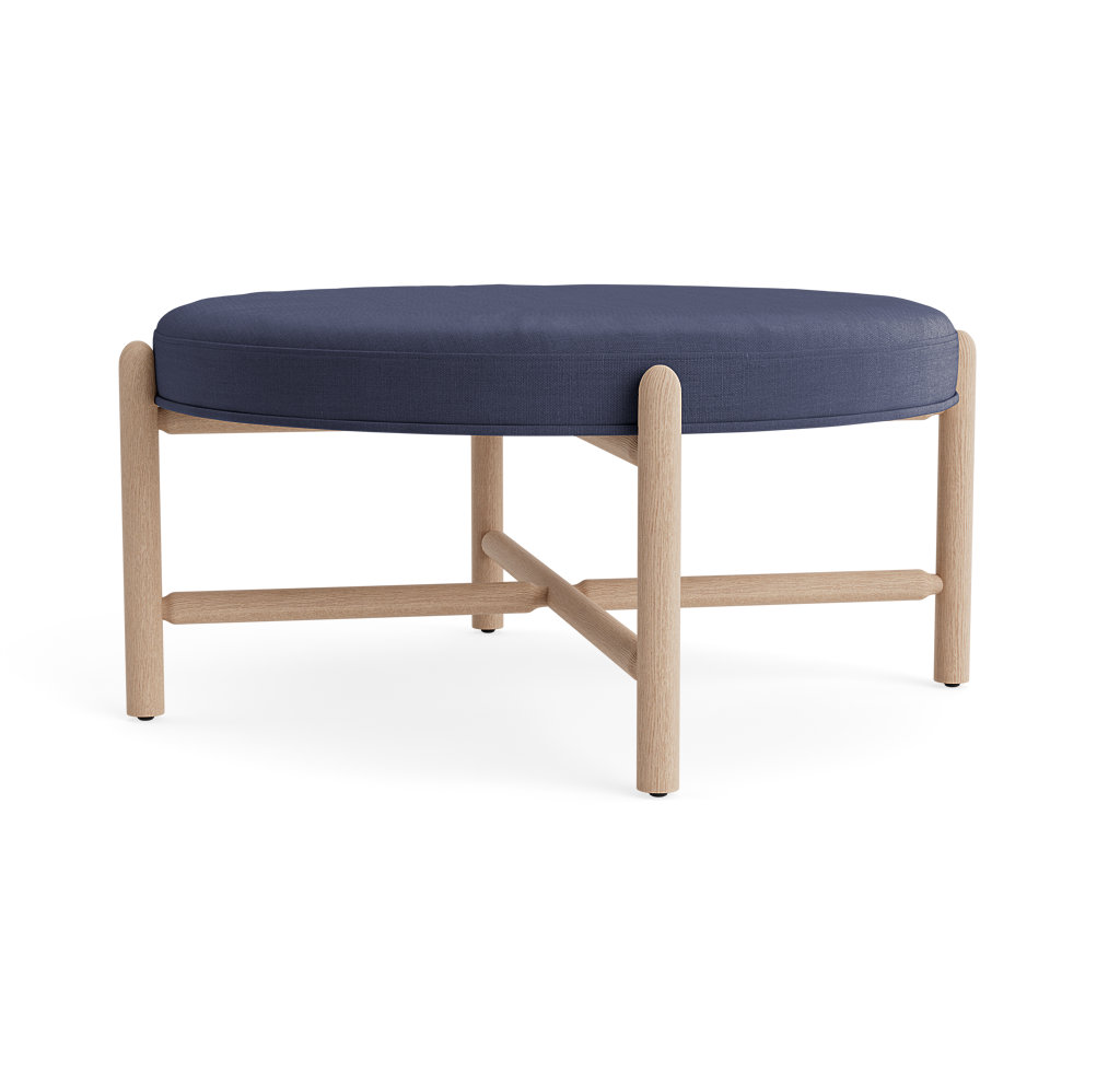 Vane 36" Upholstered Ottoman, Navy, Oak