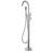Floor Mounted Tub Faucet In Finish, Single Handle With Shower Headpiece, 360-degree Swiveling Spout, Drip- Ceramic Cartridge, Stainless Steel , Portable Shower,