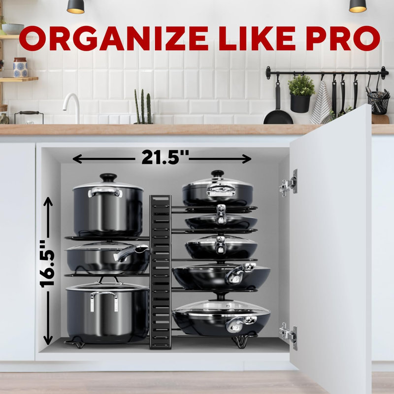 8-Tier Adjustable Pan Organizer Rack