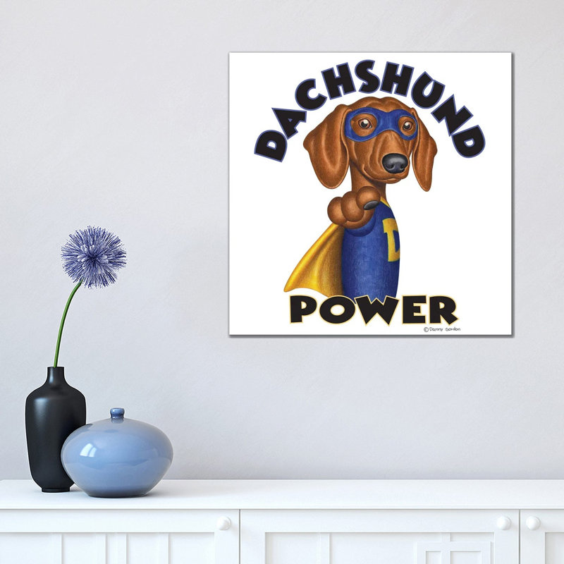 Dachshund Power Super Hero by Danny Gordon - Gallery-Wrapped Canvas Giclée on Canvas, Wrapped Canvas