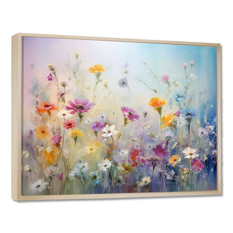 Wildflowers Blossoming Dreams On Canvas Print, 12" H x 20" W, Maple, Floater Framed Print