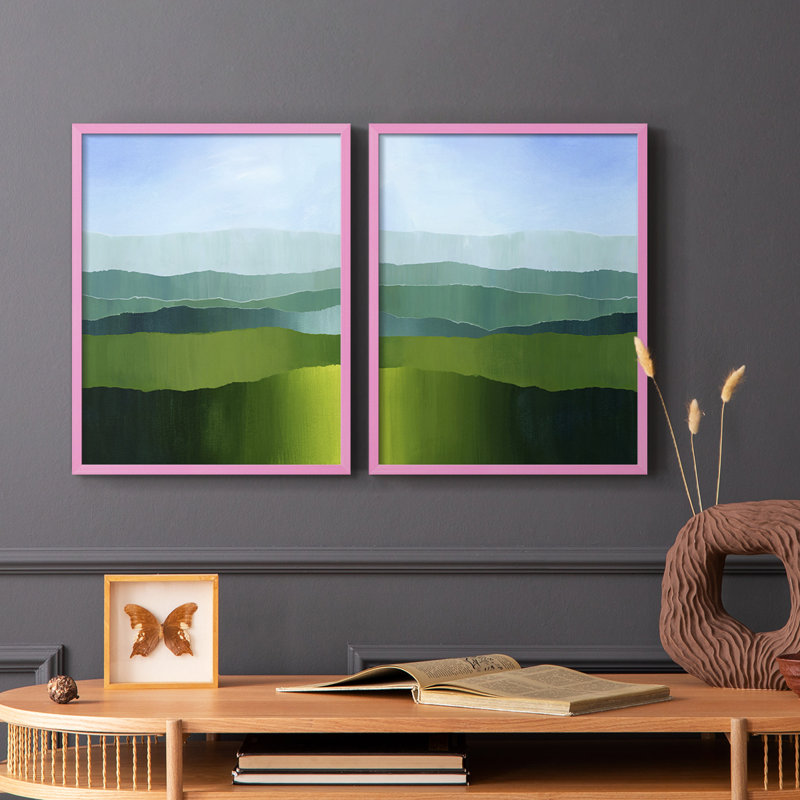Impression encadrée Blue Ridge Fade I-Premium - prête à être accrochée - aucun clou requis - aucun clou requis, Rose