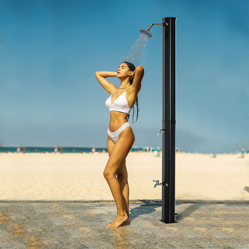 Solar Powered Temperature Controlled Portable Plastic Free Standing Outdoor Shower and Footwash Spout