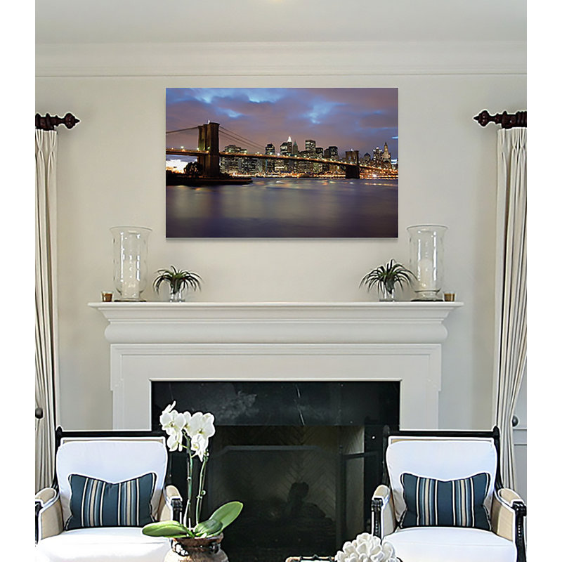" Night View From Fulton Ferry ", 32" H x 48" W x 1.5" D, Wrapped Canvas
