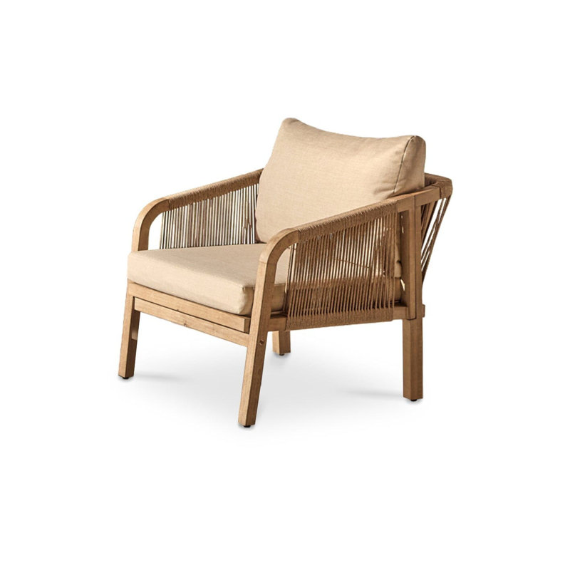 Wooden Garden Set with 3 Seater Sofa - 2 Armchairs & Coffee Table