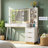  48" Vanity Desk with 35" Large Lighted Mirror, 5 Drawers & Shelves & Charging Station, White-807323512